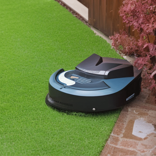 an automower stuck in the edge of the lawn