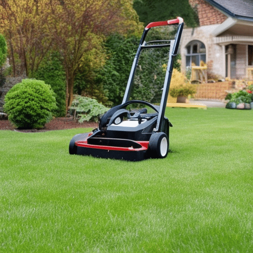an electric scarifying device in the garden