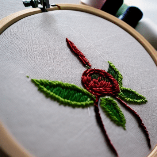 an embroidered fabric with a vibrant design