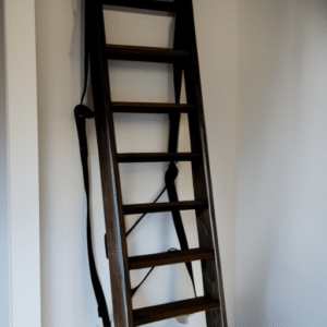 an iron ladder to the attic