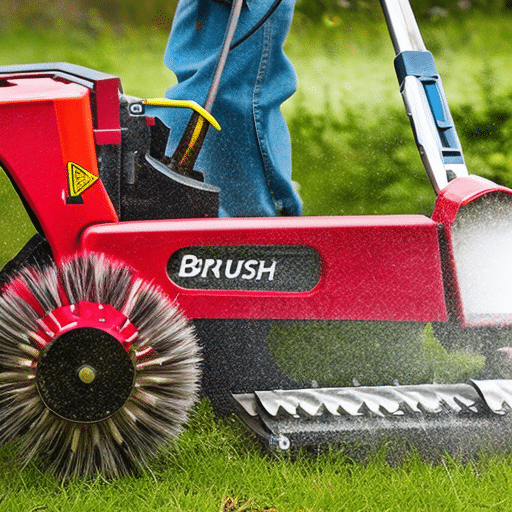 big red equipment for cutting grass