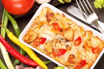 chicken and chili peppers