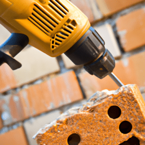 drilling the concrete using an electric device