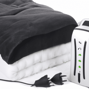 folded white and black blanket