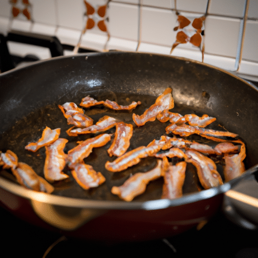frying some meat strips