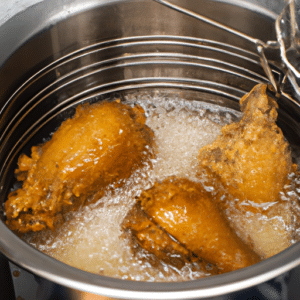frying tasty chicken in hot oil