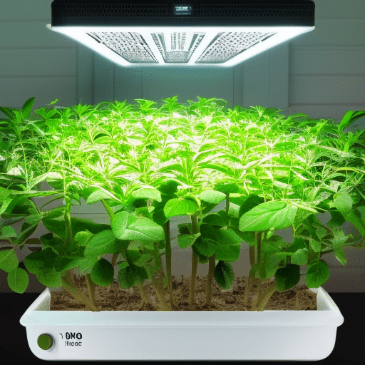 growing plants under a heat from the bulb