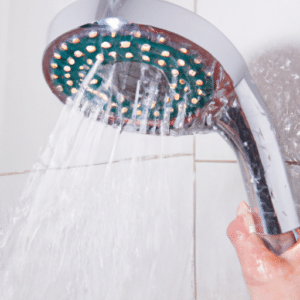 limescale buildup on the shower head