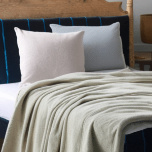 messy bed with two pillows