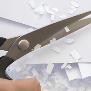 shredding paper using scissors
