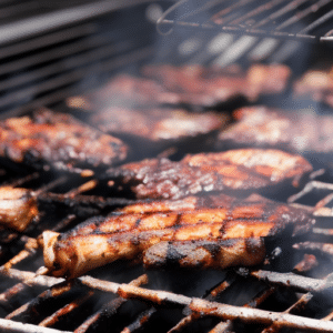 smoky meat on the grill
