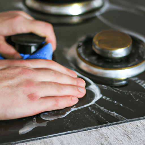 wiping down the grease from the appliance