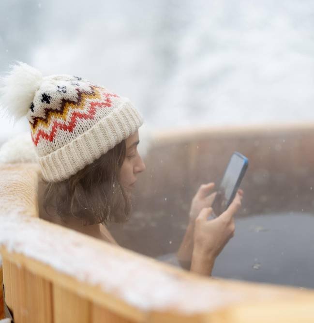 a woman relaxing in hot bath