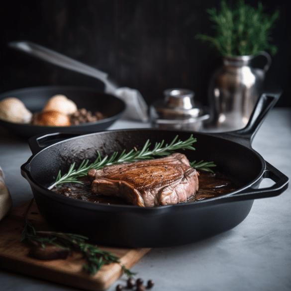 cast iron pans are perfect for searing steaks