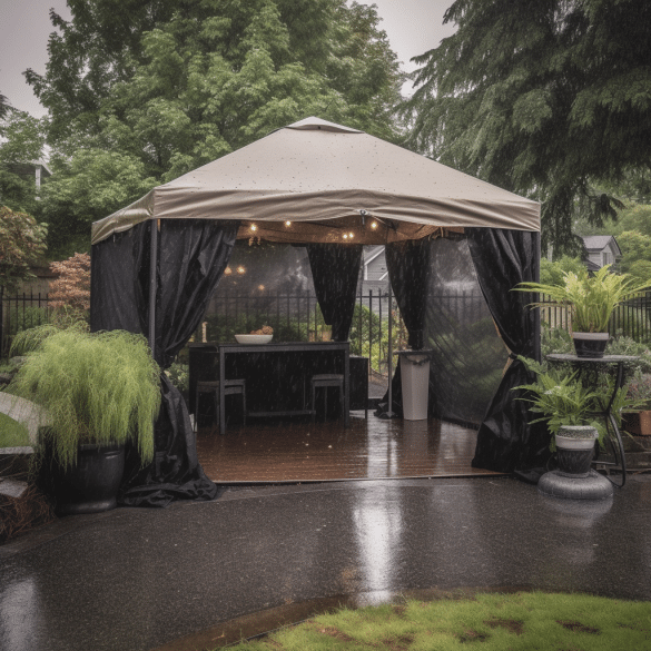 cozy gazebo embraces the soothing rainy weather