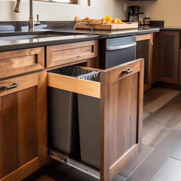 effortlessly dispose of trash with a pull out kitchen bin
