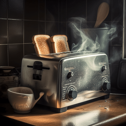 electric toaster malfunctioned sparking flames