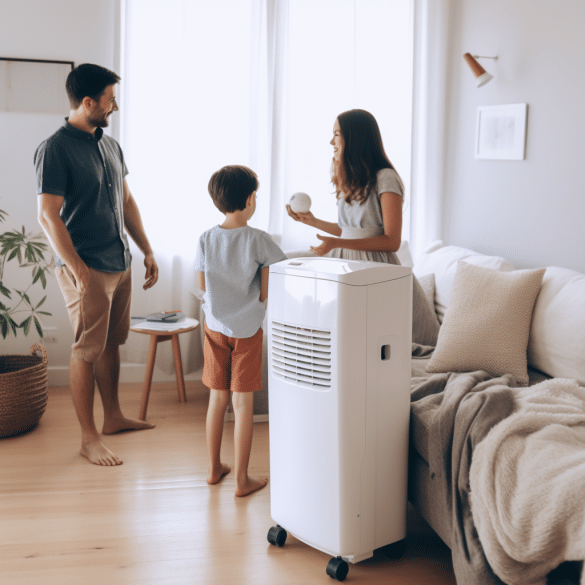 homeowner uses portable ac for cooling convenience