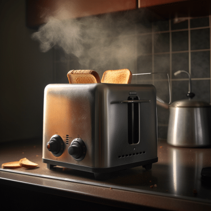 kitchen filled with sparks as toaster malfunctioned