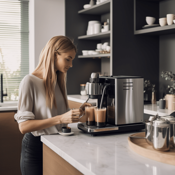 nespresso machine helps woman start her day with ease