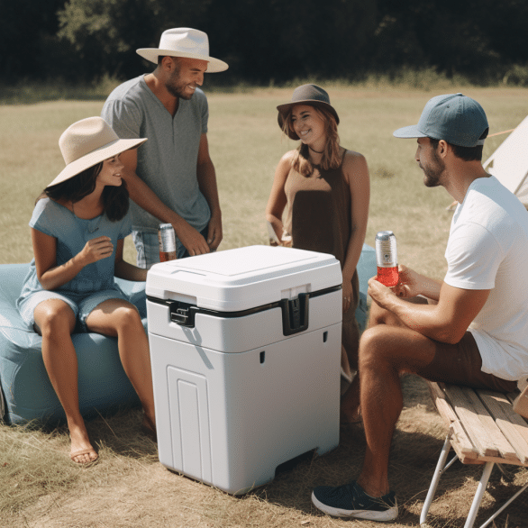 people chilling outdoors with electric cool