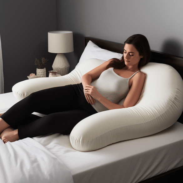 pregnancy pillow supports womans growing baby bump