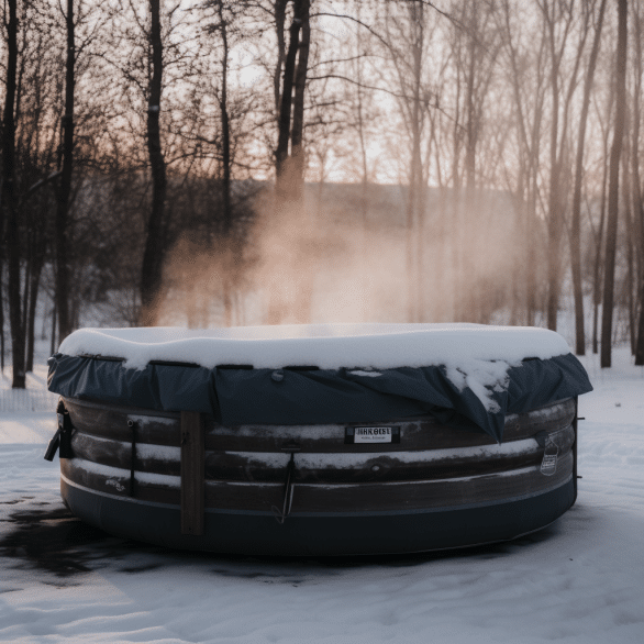 relax outdoors in a cozy inflatable spa during winter