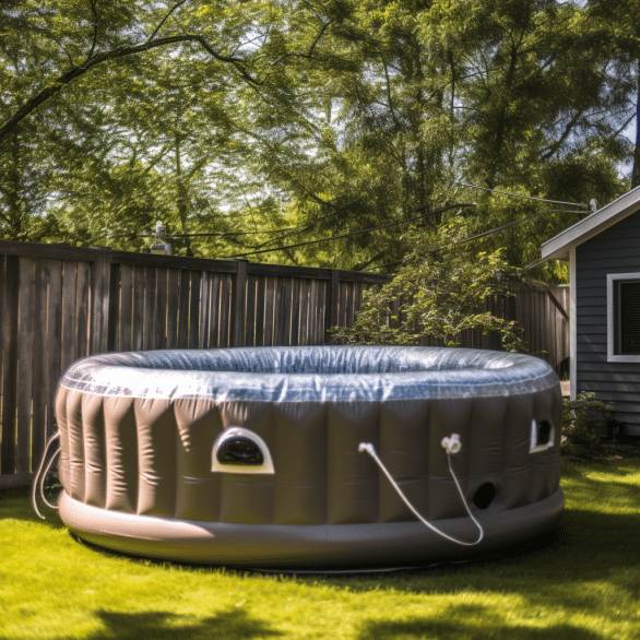 relax outdoors in an inflatable hot tub
