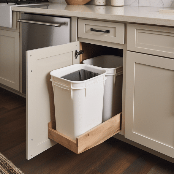 save space and stay organized with a pull out waste bin