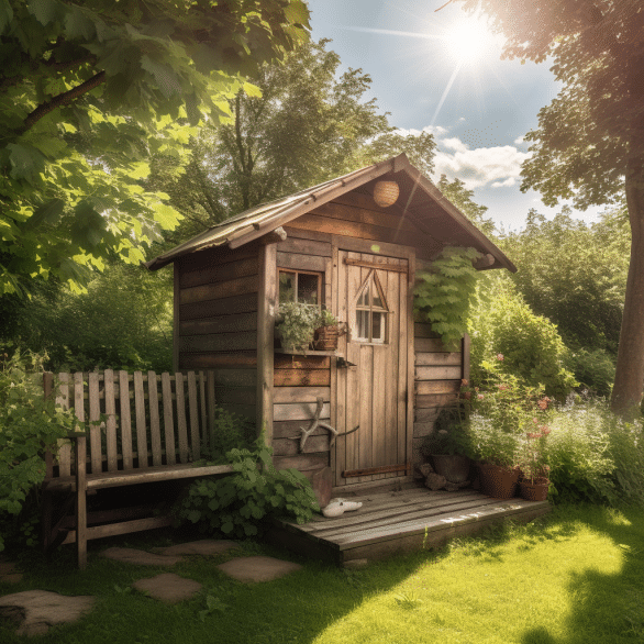 the garden shed looks cool under the sunlight