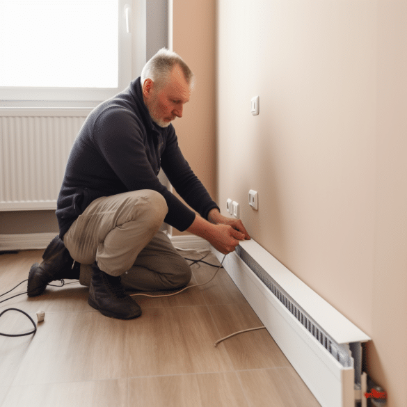 the man installed a baseboard electric heater