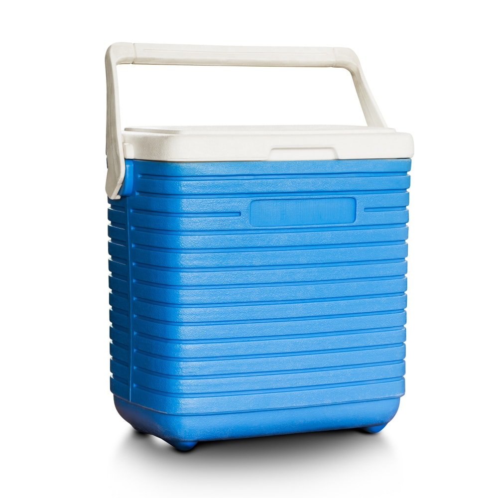 a blue electric cool box