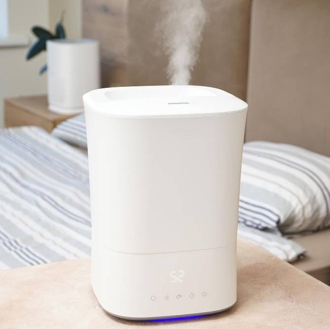 a humidifier in the bedroom
