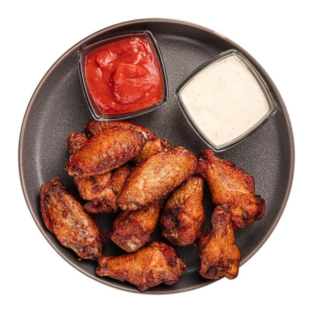 a portion of air fried chicken wings