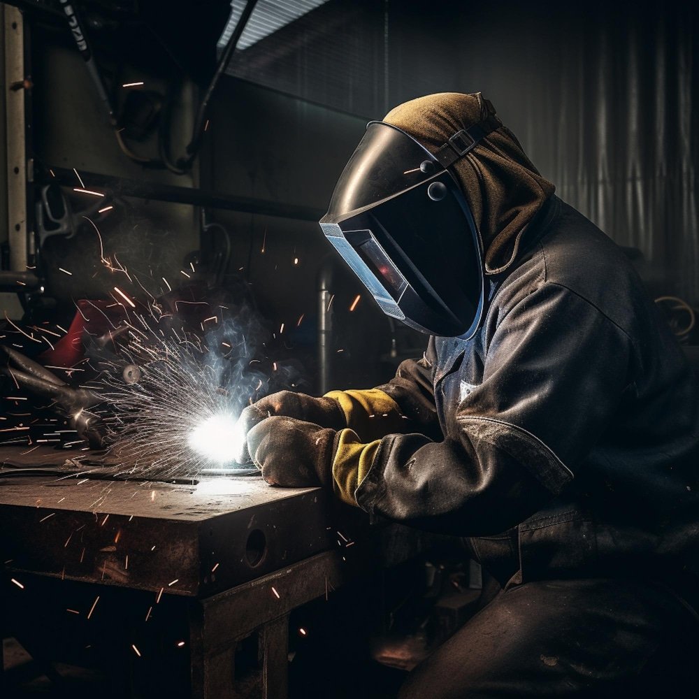a welder working on a piece of metal