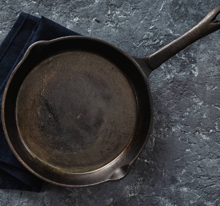 an empty small frying pan