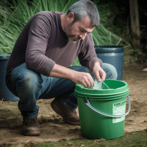 applying liquid feed enhances the mans lawn