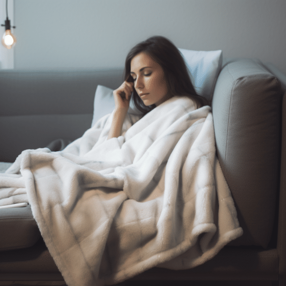 electric blanket comforts woman on chilly evening