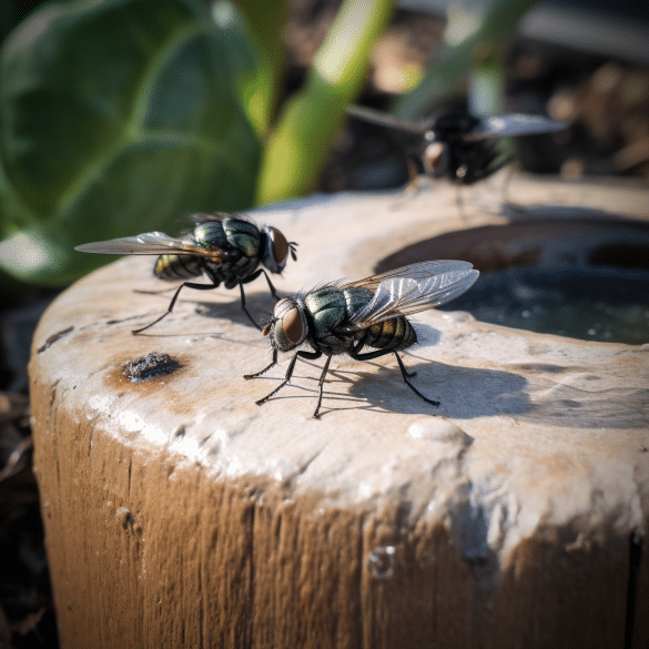 flies flutter amidst the wooden forest