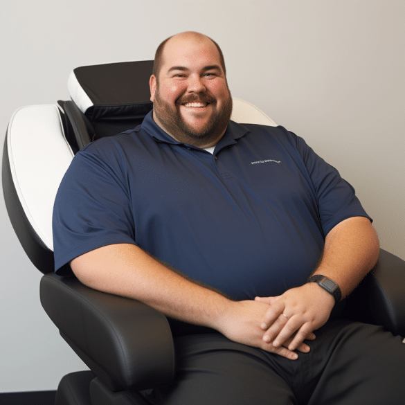 man enjoy the benefits of weight loss with massage chairs