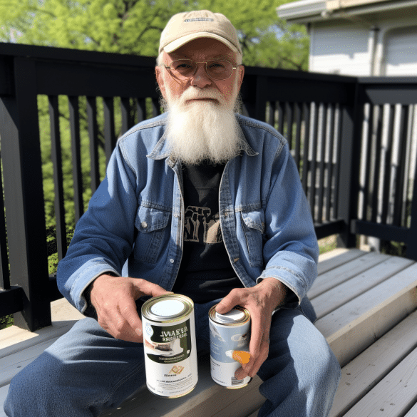 man preserves wood with oil and preserver
