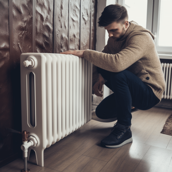 man repairs oil filled radiator restoring warmth
