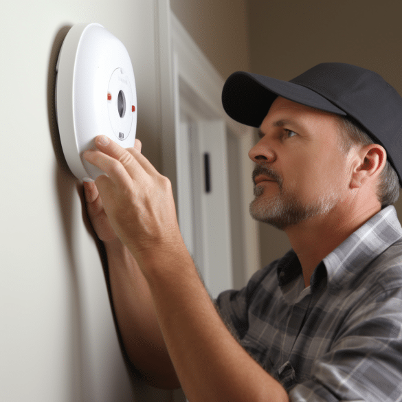 man replace old wires switch to wireless security