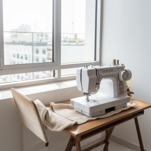 sewing machine stitches fabric with precision