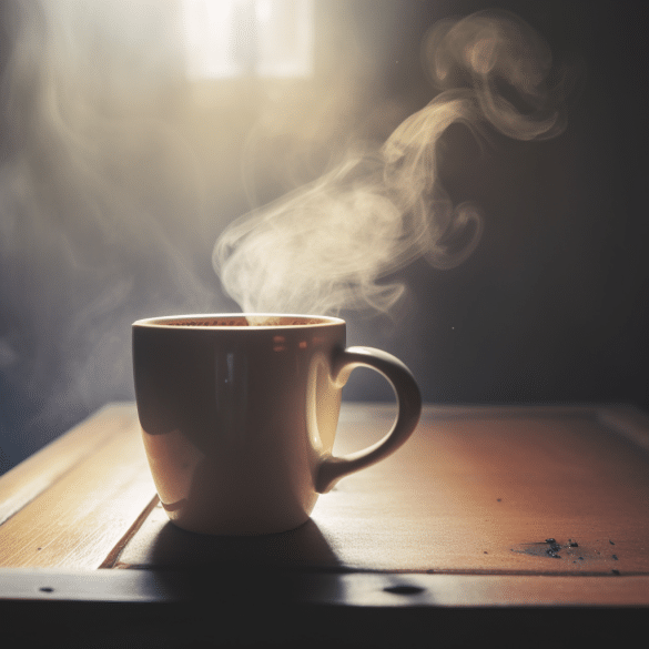 the cup overflows with scalding hot water