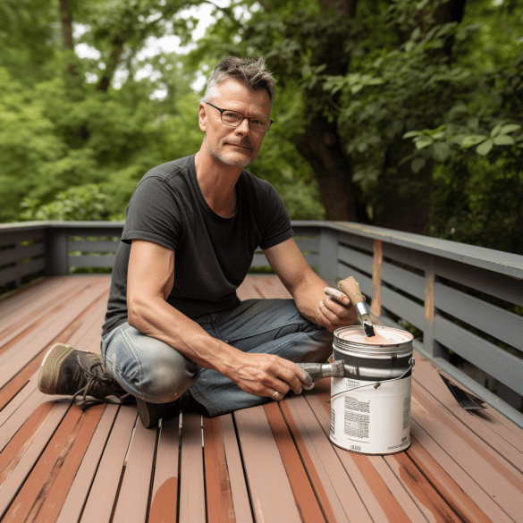 the man coated his deck with oil