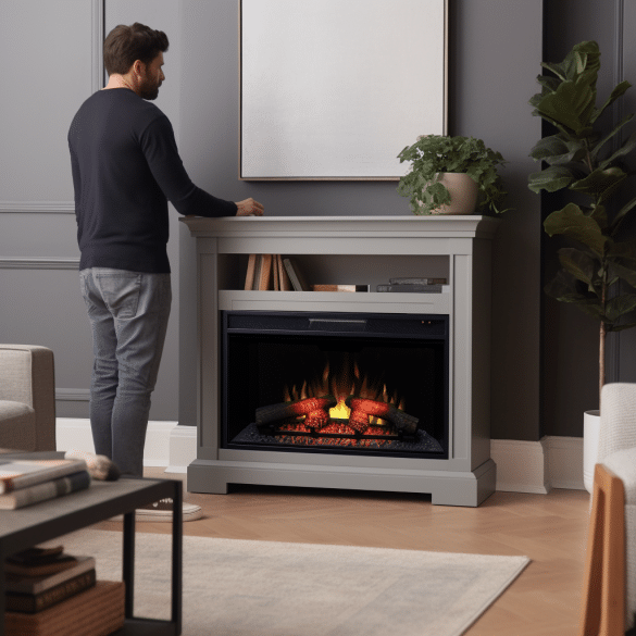 the man cozily warmed his room with electric fireplaces