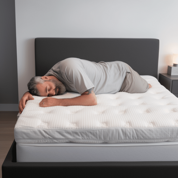 the man rests on a comfy mattress