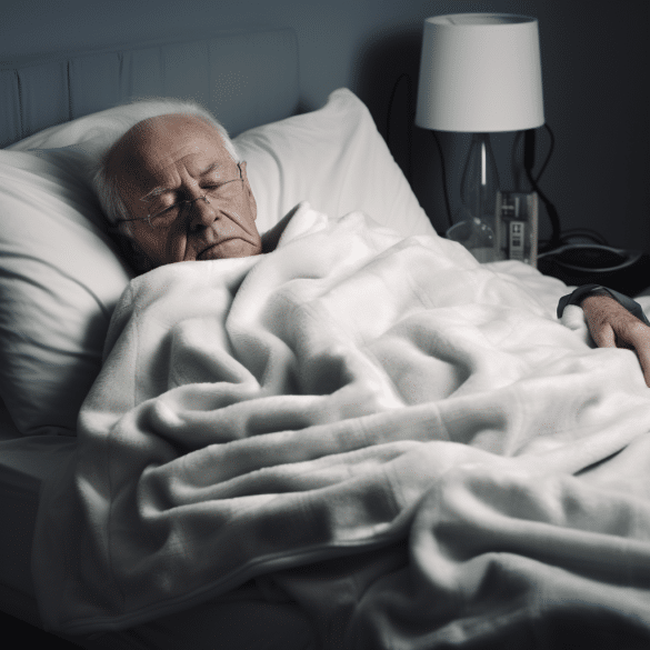 the man stays warm with an electric blanket