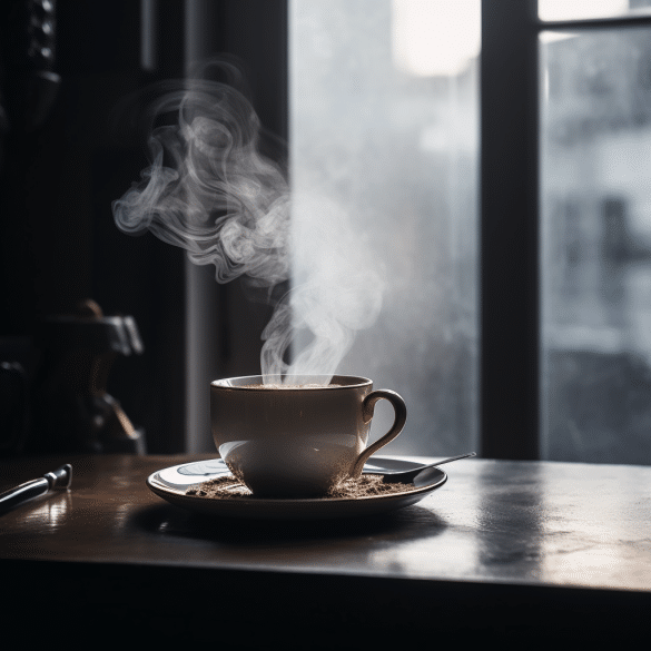 the tea cup holds boiling water